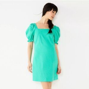 Draper James RSVP, Square Neck, Puff Sleeve,  Linen Blend Dress, Medium